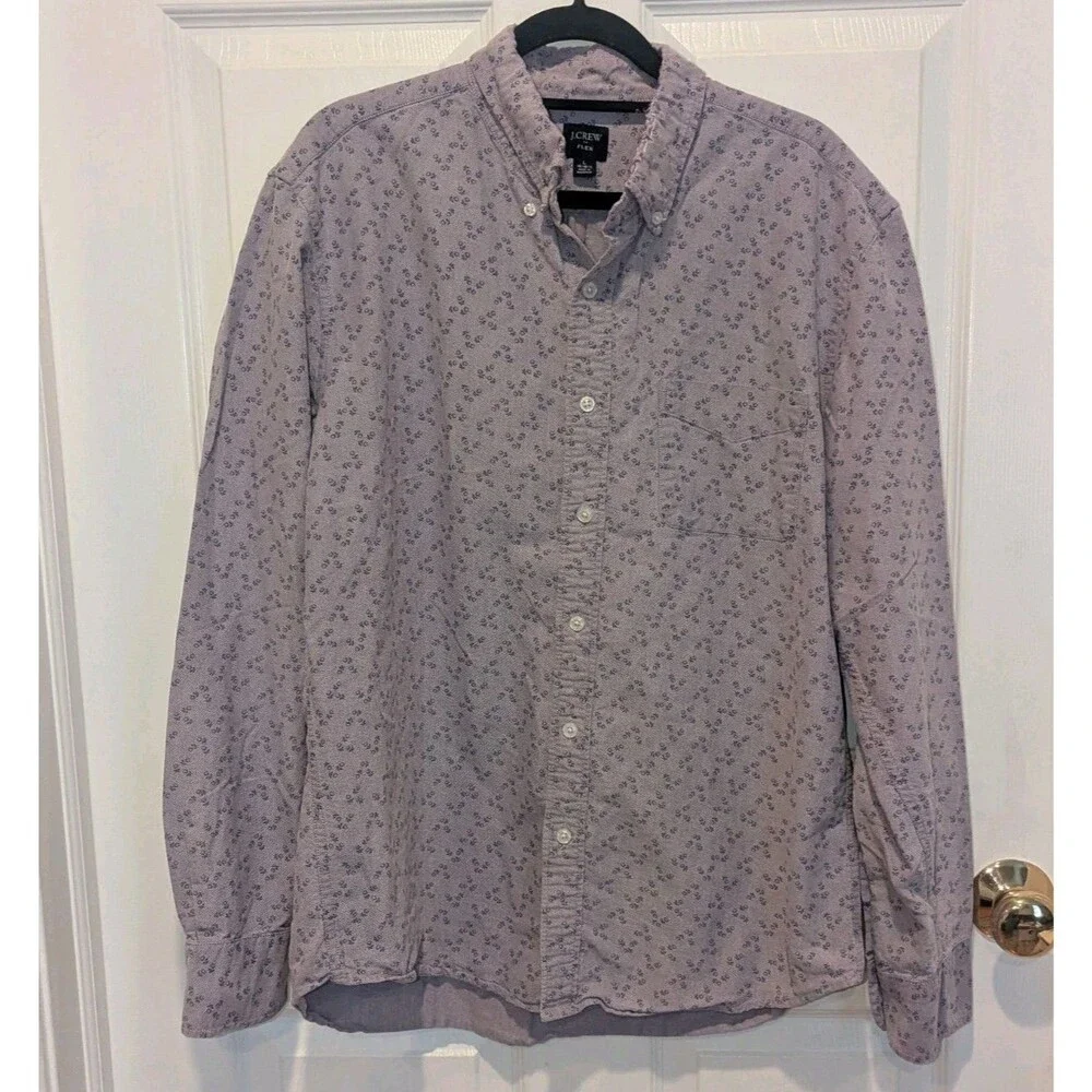 Cottagecore Preppy Yacht‎ J.Crew Men's Purple Xoxo Print Button Down Shirt b